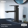 image:imageMoen Revyl Matte Black OneHandle Single Hole Modern Bathroom Sink Faucet with Optional Deckplate and Spring Loaded Drain Assembly 84771BLMatte Black