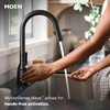 image:imageMoen Riley Pulldown Kitchen Faucet with Power Clean 7402SRS  Pulldown sprayer Power Clean spray Reflex docking system Spot resist stainless Singlehandle controlMatte Black