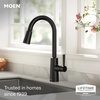 image:imageMoen Riley Pulldown Kitchen Faucet with Power Clean 7402SRS  Pulldown sprayer Power Clean spray Reflex docking system Spot resist stainless Singlehandle controlMatte Black
