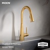 image:imageMoen Sleek Spot Resist Stainless OneHandle SingleHole Pulldown Kitchen Faucet with PowerBoost Technology for Faster Water Flow 7864SRSBrushed Gold