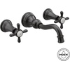 image:imageMoen TS42112ORB Weymouth Cross Handle Wall Mount Bathroom Faucet Trim Valve Required Oil Rubbed BronzeBrushed Gold