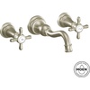 image:imageMoen TS42112ORB Weymouth Cross Handle Wall Mount Bathroom Faucet Trim Valve Required Oil Rubbed BronzeBrushed Gold
