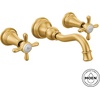image:imageMoen TS42112ORB Weymouth Cross Handle Wall Mount Bathroom Faucet Trim Valve Required Oil Rubbed BronzeBrushed Gold