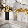 image:imageMoen TS44103 Colinet Traditional TwoHandle Widespread HighArc Bathroom Faucet with Cross Handles Valve Required ChromeBrushed Gold