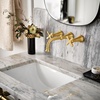 image:imageMoen TS44103 Colinet Traditional TwoHandle Widespread HighArc Bathroom Faucet with Cross Handles Valve Required ChromeBrushed Gold