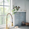 image:imageMoen Weymouth Brushed Gold Traditional Shepherds Hook Pulldown Kitchen Faucet Featuring Pull Down Spray Head with Power Boost S73004BGBrushed Gold