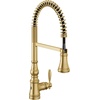 image:imageMoen Weymouth Brushed Gold Traditional Shepherds Hook Pulldown Kitchen Faucet Featuring Pull Down Spray Head with Power Boost S73004BGBrushed Gold