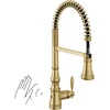 image:imageMoen Weymouth Brushed Gold Traditional Shepherds Hook Pulldown Kitchen Faucet Featuring Pull Down Spray Head with Power Boost S73004BGBrushed Gold