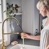 image:imageMoen Weymouth Brushed Gold Traditional Shepherds Hook Pulldown Kitchen Faucet Featuring Pull Down Spray Head with Power Boost S73004BGBrushed Gold