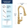 image:imageMoen Weymouth Brushed Gold Traditional Shepherds Hook Pulldown Kitchen Faucet Featuring Pull Down Spray Head with Power Boost S73004BGBrushed Gold
