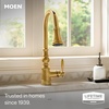 image:imageMoen Weymouth Brushed Gold Traditional Shepherds Hook Pulldown Kitchen Faucet Featuring Pull Down Spray Head with Power Boost S73004BGBrushed Gold