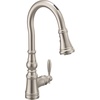 image:imageMoen Weymouth Brushed Gold Traditional Shepherds Hook Pulldown Kitchen Faucet Featuring Pull Down Spray Head with Power Boost S73004BGSpot Resist Stainless
