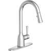 image:imageMoen Adler Matte Black OneHandle High Arc Kitchen Sink Faucet with Power Clean Modern Kitchen Faucet with Pull Down Sprayer 87233BLChrome