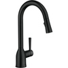 image:imageMoen Adler Matte Black OneHandle High Arc Kitchen Sink Faucet with Power Clean Modern Kitchen Faucet with Pull Down Sprayer 87233BLMatte Black