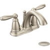 image:imageMoen Brantford OilRubbed Bronze TwoHandle LowArc Traditional Centerset Bathroom Faucet with Drain Assembly 6610ORBBrushed Nickel