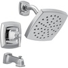 image:imageMoen Conway Spot Resist Brushed Nickel Bathroom Shower Trim Kit with Square Showerhead Handle Tub Spout and PosiTemp Valve Included 82922SRNChrome