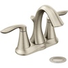 image:imageMoen Eva Brushed Nickel TwoHandle 4Inch Centerset Bathroom Faucet with Drain Assembly Bathroom Faucets for Sink 3Hole 6410BNBrushed Nickel
