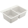 image:imageMoen Host White Granite 33Inch Wide x 95Inch Deep Dual Mount Double Bowl Kitchen Sink GGW3028BWhite