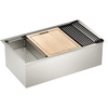 image:imageMoen Luxe Chef 18Gauge Stainless Steel Undermount 32 x 19 Single Bowl Workstation Sink Includes Cutting Board Flexible Drying Rack Colander Bottom Sink Grid and Drain GS181020BUX