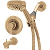 image:imageMoen Meena Matte Black Single Handle Modern Shower Faucet Set with Handshower and Tub Spout for Bathtub Valve Included 82618BLBronzed Gold