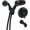 image:imageMoen Meena Matte Black Single Handle Modern Shower Faucet Set with Handshower and Tub Spout for Bathtub Valve Included 82618BLMatte Black