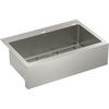 image:imageMoen Prep 18Gauge Stainless Steel Dual Mount Apron Front 33 x 22 x 9 Modern Single Bowl Kitchen Sink with Bottom Grid Included GS181092BFarmhouse