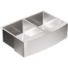 image:imageMoen Prep 18Gauge Stainless Steel Undermount Farmhouse Apron Front 30 x 21 Double Bowl Kitchen Sink G18220