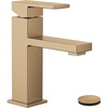 image:imageMoen Revyl Matte Black OneHandle Single Hole Modern Bathroom Sink Faucet with Optional Deckplate and Spring Loaded Drain Assembly 84771BLBronzed Gold