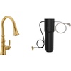 image:imageMoen Weymouth Brushed Gold Traditional Shepherds Hook Pulldown Kitchen Faucet Featuring Pull Down Spray Head with Power Boost S73004BGBrushed Gold