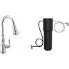 image:imageMoen Weymouth Brushed Gold Traditional Shepherds Hook Pulldown Kitchen Faucet Featuring Pull Down Spray Head with Power Boost S73004BGChrome
