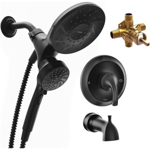 image:imageMoen 82304SRN Engage Magnetix Tub amp Shower Trim Kit Brushed Nickel  Magnetic docking 6 spray settings rainshower combo metal hose valve included brushed nickelMatte Black