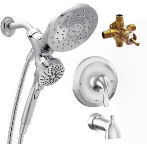 image:imageMoen 82304SRN Engage Magnetix Tub amp Shower Trim Kit Brushed Nickel  Magnetic docking 6 spray settings rainshower combo metal hose valve included brushed nickelChrome