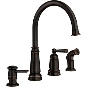 image:imageMoen 87042SRS Edison OneHandle High Arc Kitchen Faucet with Side Sprayer and Soap Dispenser 4Hole Spot Resist StainlessMediterranean Bronze