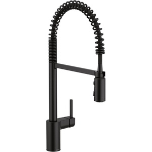 image:imageMoen Align Spot Resist Stainless Pulldown Kitchen Faucet Single Hole Modern Spring Style with PreRinse and Power Boost Pull Down Sprayer Easy Installation 5923SRSMatte Black