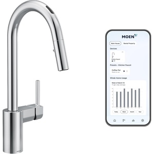 image:imageMoen Align Spot Resist Stainless Pulldown Kitchen Faucet Single Hole Modern Spring Style with PreRinse and Power Boost Pull Down Sprayer Easy Installation 5923SRSChrome