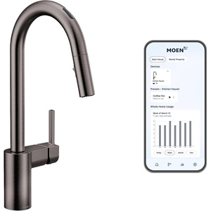 image:imageMoen Align Spot Resist Stainless Pulldown Kitchen Faucet Single Hole Modern Spring Style with PreRinse and Power Boost Pull Down Sprayer Easy Installation 5923SRSSpot Resist Black Stainless