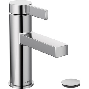 image:imageMoen Beric Chrome Modern OneHandle Single Hole Bathroom Faucet with Drain Assembly and Optional Deckplate for your Bath Sink 84774Chrome