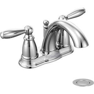 image:imageMoen Brantford Chrome TwoHandle LowArc Traditional Centerset Bathroom Faucet with Drain Assembly 6610Faucet
