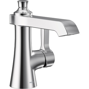 image:imageMoen Brushed Gold Flara OneHandle Single Hole Bathroom Faucet with Drain Assembly S6981BGChrome