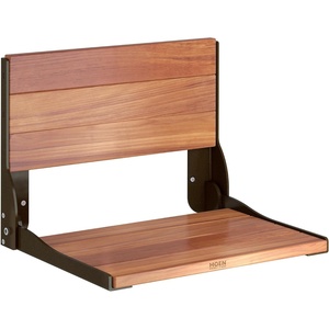 image:imageMoen DN7110 Home Care FoldDown Shower Chair Teak Wood Bench with Stainless Steel amp Aluminum Frame WallMounted ADA Compliant Supports up to 400 lbsOld World Bronze