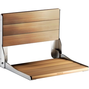 image:imageMoen DN7110 Home Care FoldDown Shower Chair Teak Wood Bench with Stainless Steel amp Aluminum Frame WallMounted ADA Compliant Supports up to 400 lbsTeak Wood
