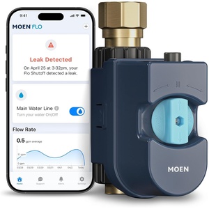 image:imageMoen Flo Shutoff 34 Automatic Water Leak Detector amp Shutoff 900001  Automatic Shutoff Leak Detection MicroLeak Tests Monitors Flow Pressure Moisture and Temperature WiFi App ControlSmart Water Shutoff Valve