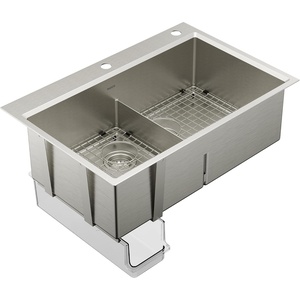 image:imageMoen GS161202R Luxe Chef Workstation System 33Inch Dual Mount Single Bowl Kitchen Sink Stainless SteelDouble Bowl