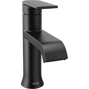 image:imageMoen Genta LX Matte Black OneHandle Modern Bathroom Sink Faucet with Optional Deckplate and LowArc Spout for Bath Countertop 6702BLMatte Black