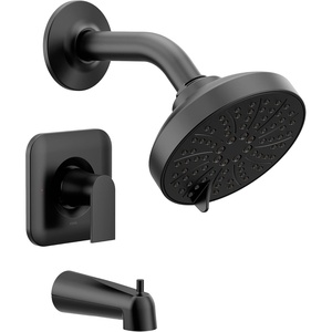 image:imageMoen Genta LX Matte Black Pressure Balancing Modern Shower Set with Showerhead Lever Handle and Tub Spout PosiTemp Valve Required T2473EPBLMatte Black