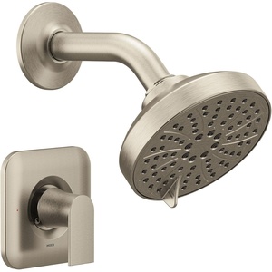 image:imageMoen Genta LX Pressure Balancing EcoPerformance Modern Shower Trim with Showerhead and Lever Handle PosiTemp Valve Required Matte Black T2472EPBLBrushed Nickel