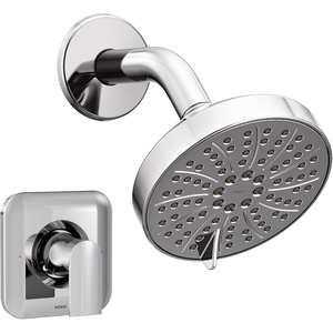 image:imageMoen Genta LX Pressure Balancing EcoPerformance Modern Shower Trim with Showerhead and Lever Handle PosiTemp Valve Required Matte Black T2472EPBLChrome