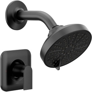 image:imageMoen Genta LX Pressure Balancing EcoPerformance Modern Shower Trim with Showerhead and Lever Handle PosiTemp Valve Required Matte Black T2472EPBLMatte Black