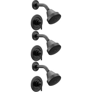 image:imageMoen Gibson Matte Black EcoPerformance Modern Shower Trim Featuring Bathroom Showerhead and Lever Handle PosiTemp Valve Required T2902EPBLPack of 3