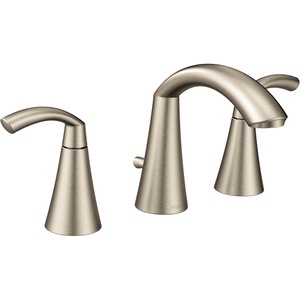 image:imageMoen Glyde Brushed Nickel TwoHandle 8Inch Widespread High Arc Modern Bathroom Sink Faucet Valve Required T6173BNBrushed Nickel
